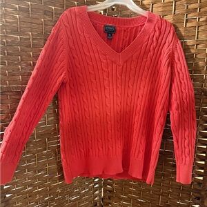 Chaps V-Neck Cable Knit Sweater - Red